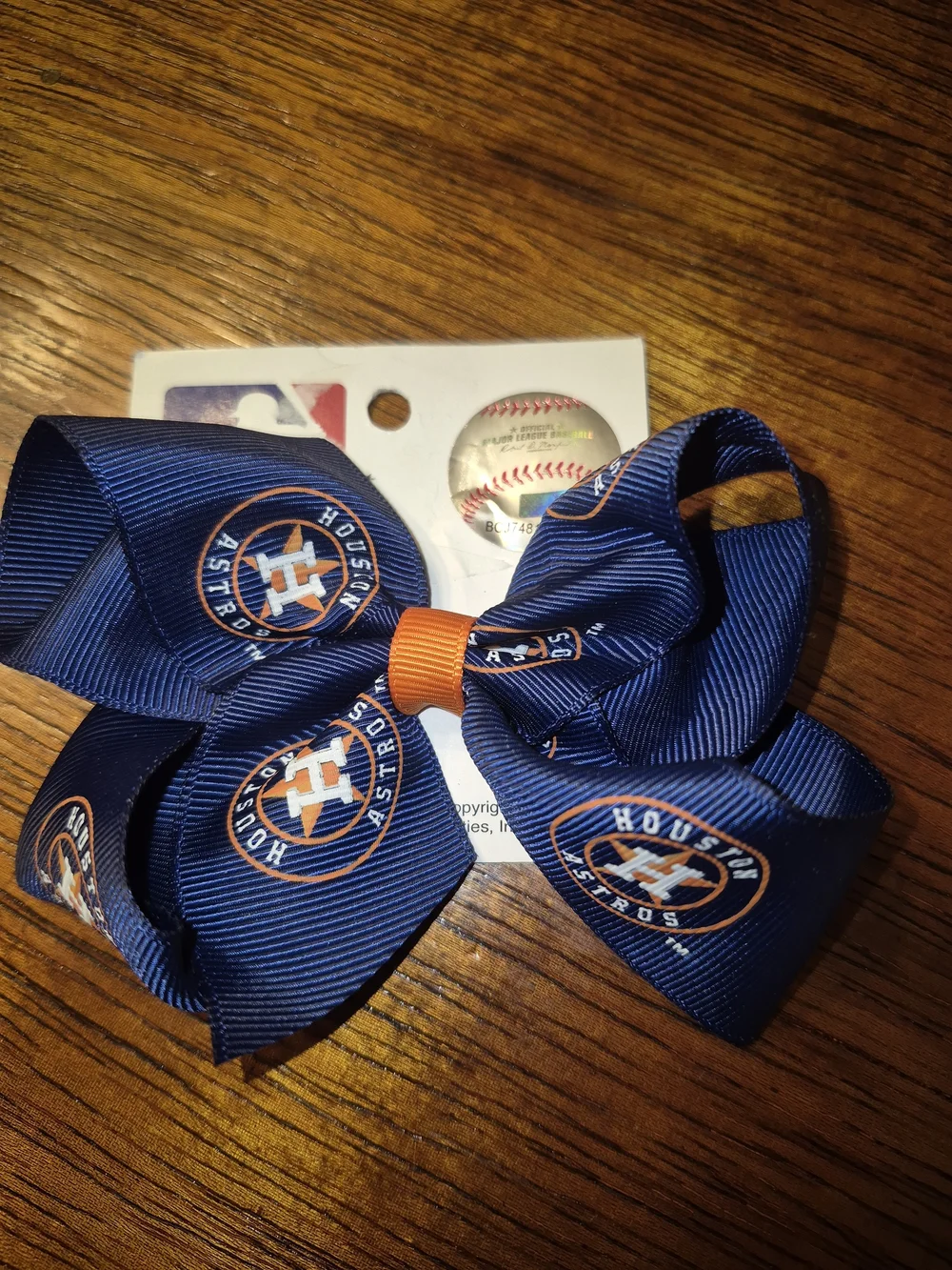 MLB Houston Astros Navy and Orange Team Hair Bow